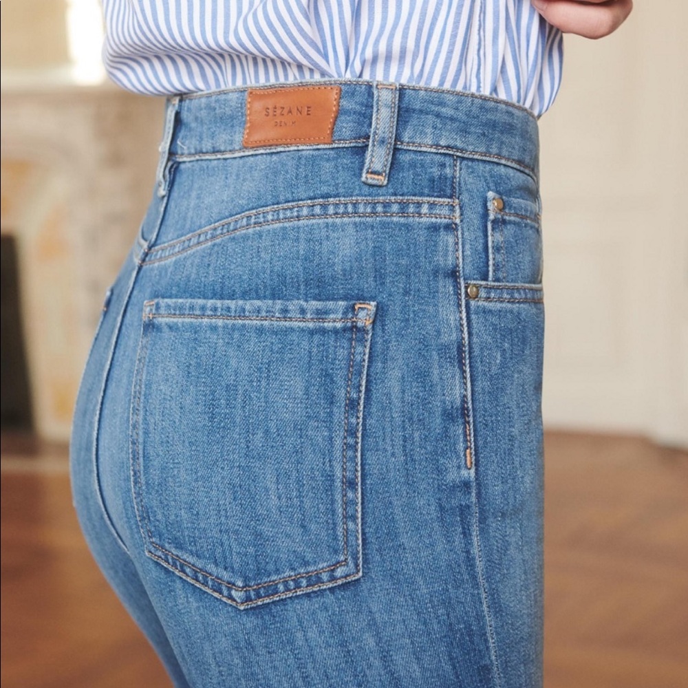 Sézane 1958 The Mom Jeans Mid-Blue Size 27